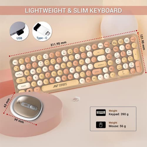 Ant Esports WKM44 Wireless Keyboard and Mouse Combo (Brown)